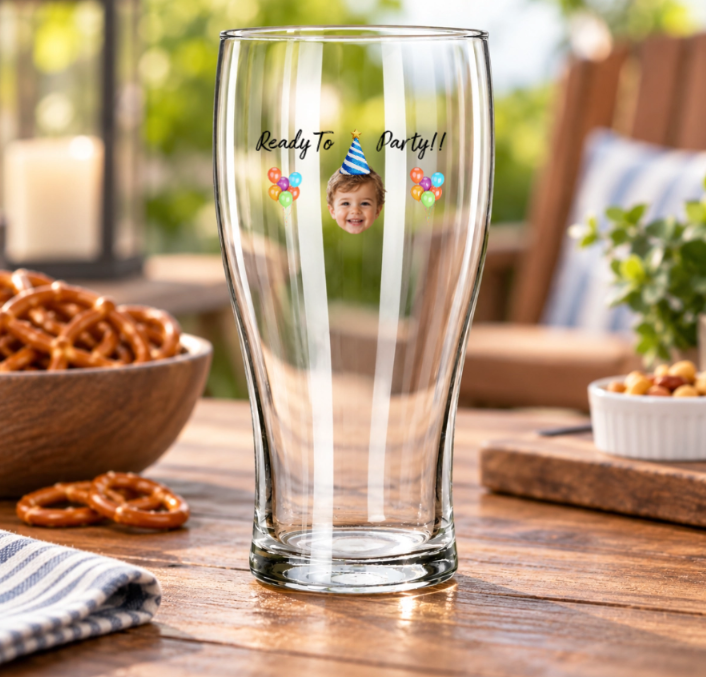 Ready to Party Birthday Personalized Kid Libbey 16 oz Pub Glass