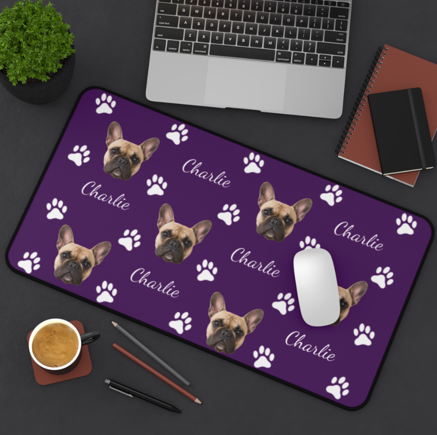 Pawfectly Yours Personalized Dog Black Stitched Desk Mat