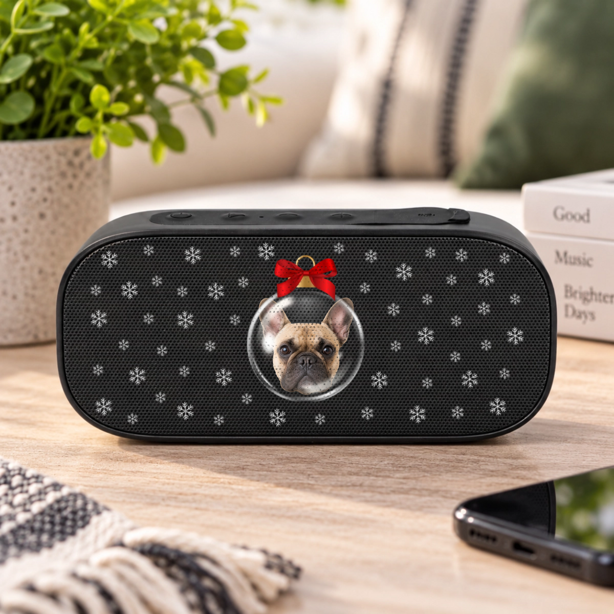 Merry & Bright Baubles Personalized Dog Stark 2.0 Bluetooth Speaker