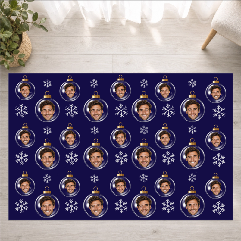 Merry & Bright Baubles Personalized Washable Rug