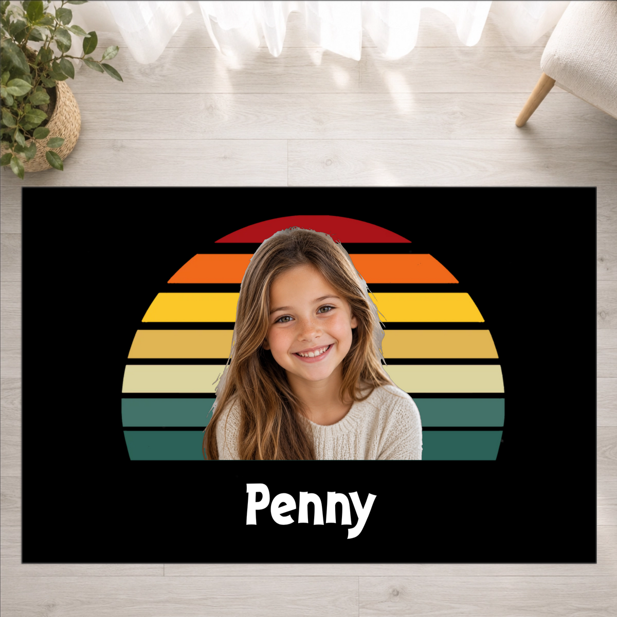 Happy Trails Personalized Kids Washable Rug