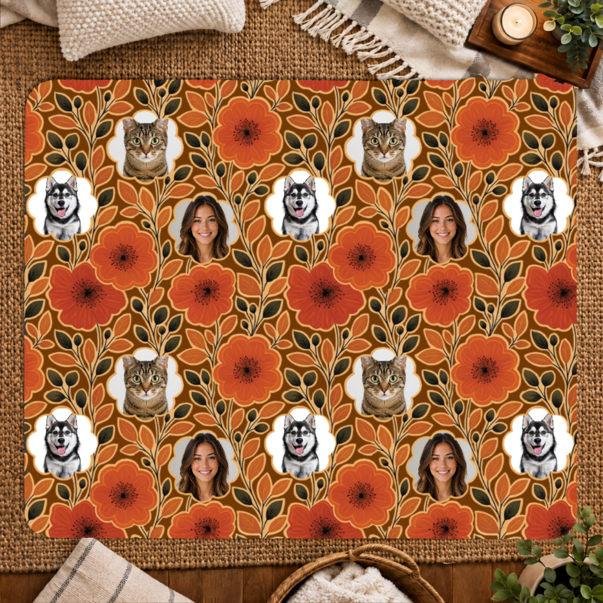 Amber Petal Radiance Personalized Dog 50x60 Sherpa Blanket
