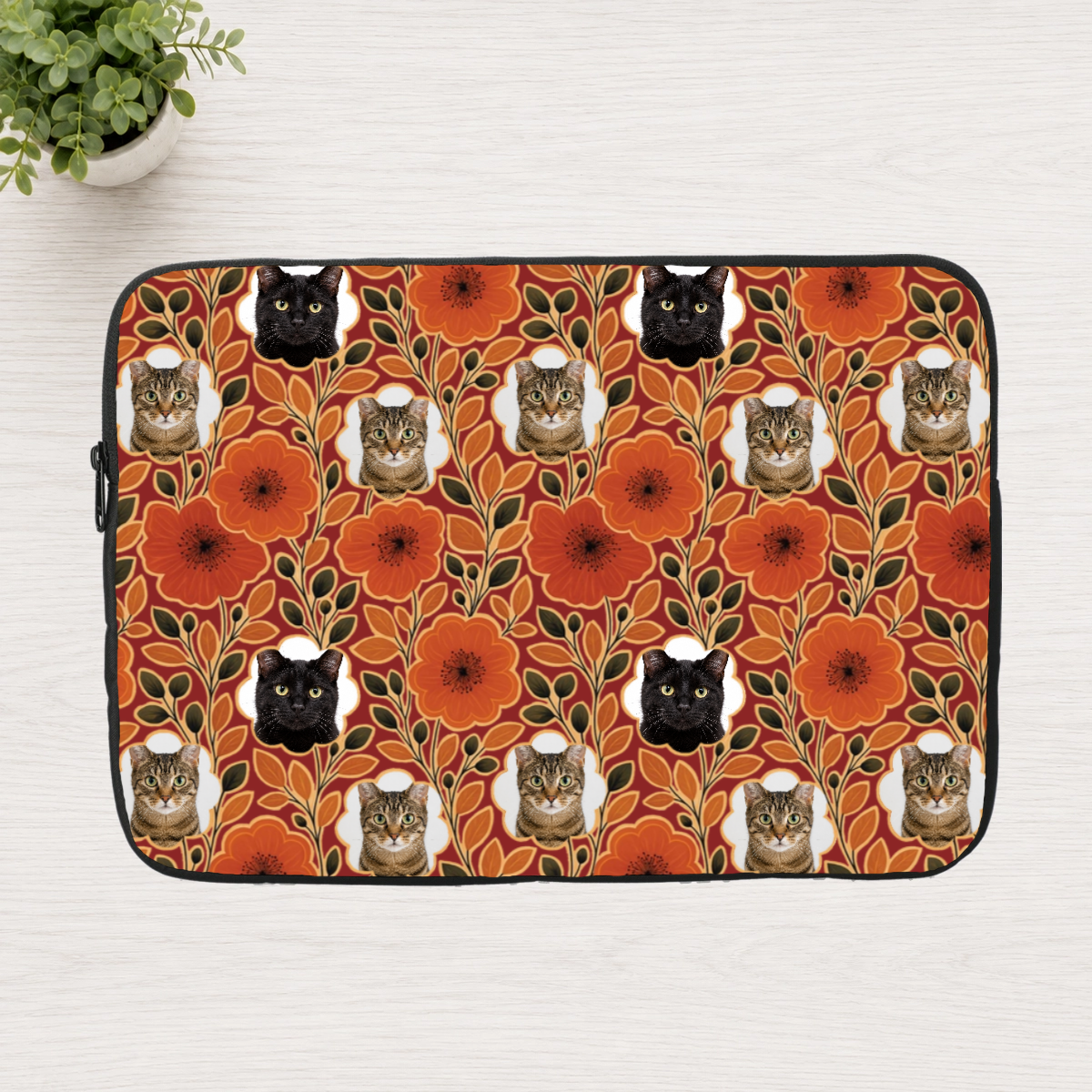 Amber Petal Radiance Personalized Cat Laptop Sleeve