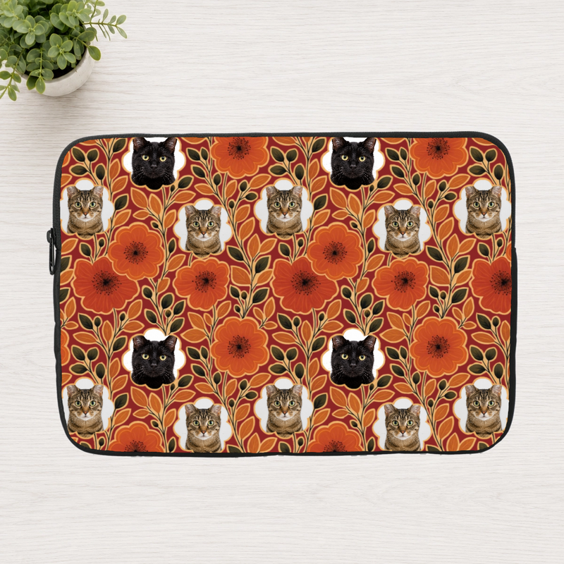 Amber Petal Radiance Personalized Cat Laptop Sleeve
