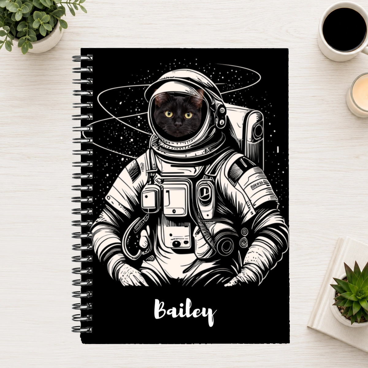 Out of This World Personalized Cat 6"x8" Spiral Bound Notebook