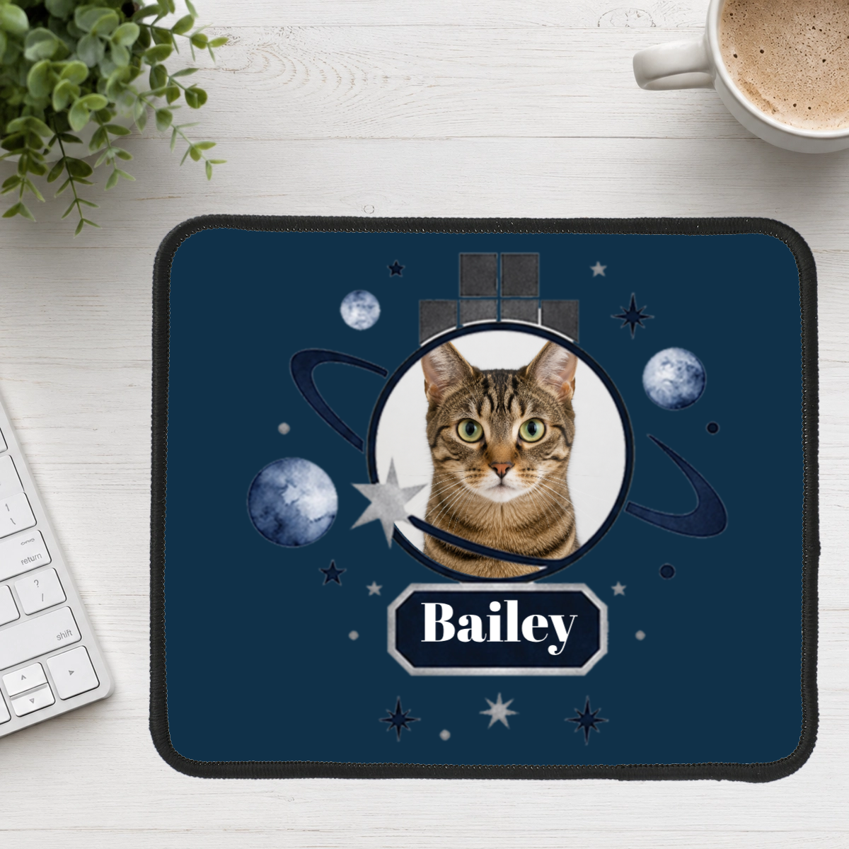 Celestial Grid & Orbit Personalized Cat Mouse Pad