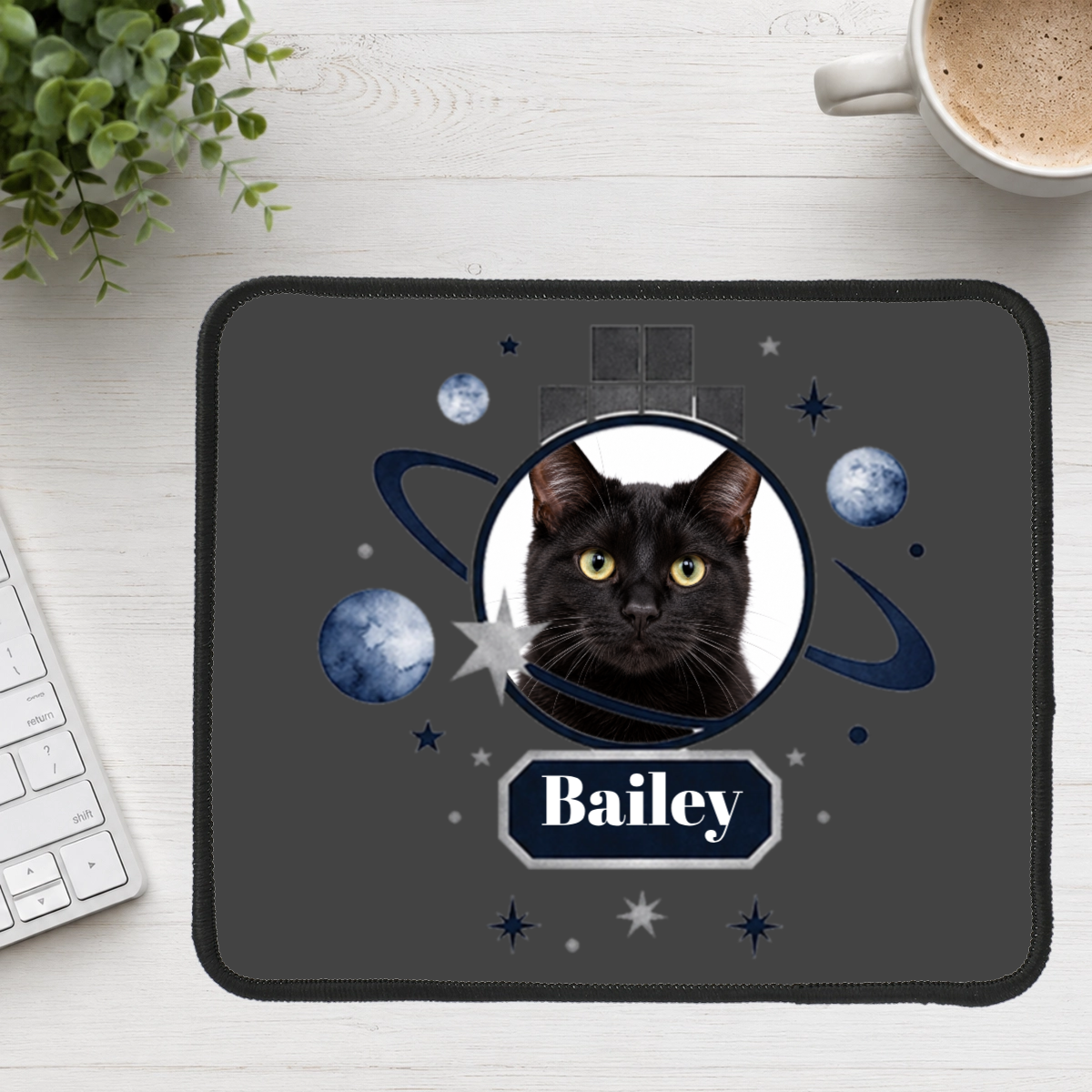 Celestial Grid & Orbit Personalized Cat Mouse Pad