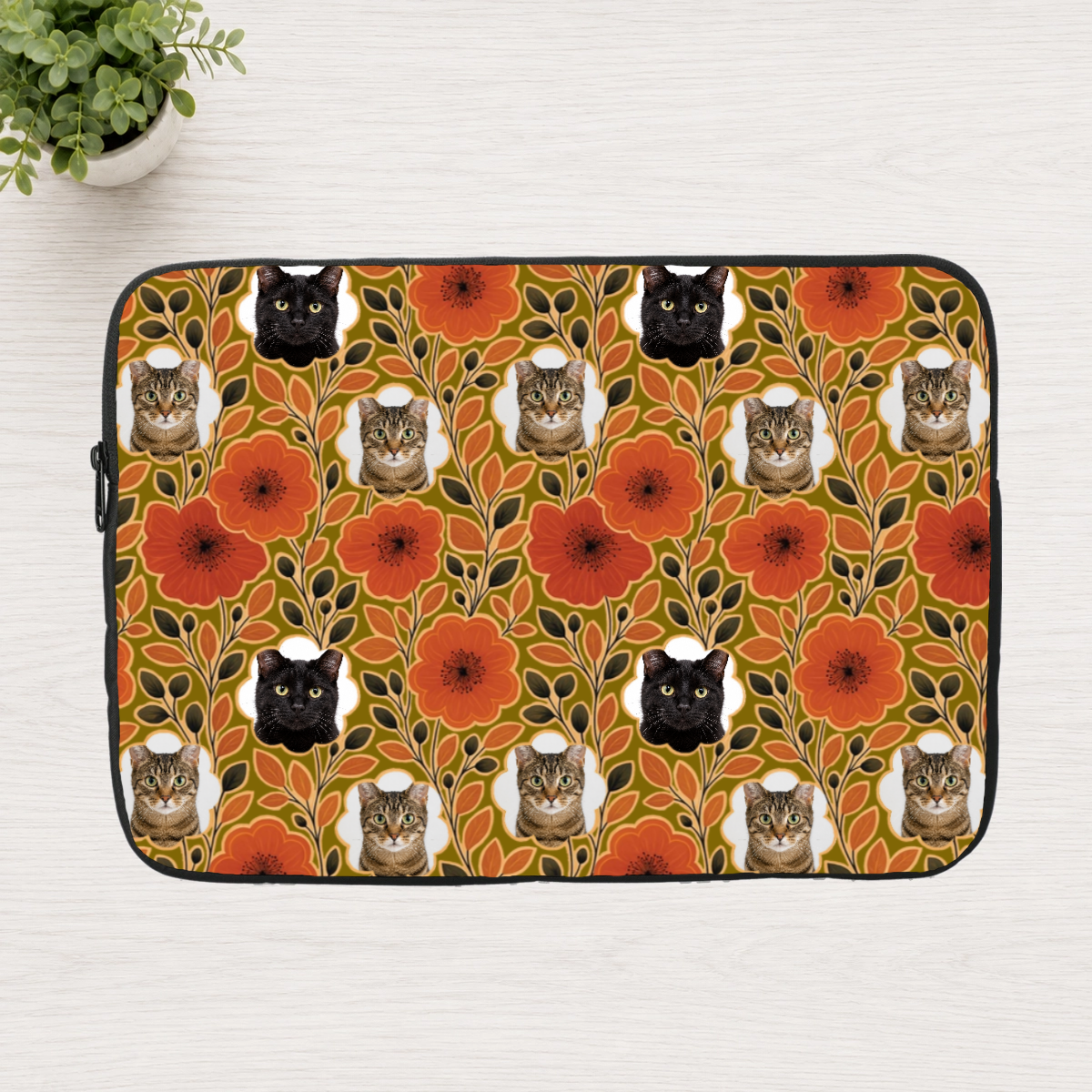 Amber Petal Radiance Personalized Cat Laptop Sleeve