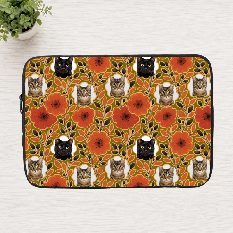 Amber Petal Radiance Personalized Cat Laptop Sleeve