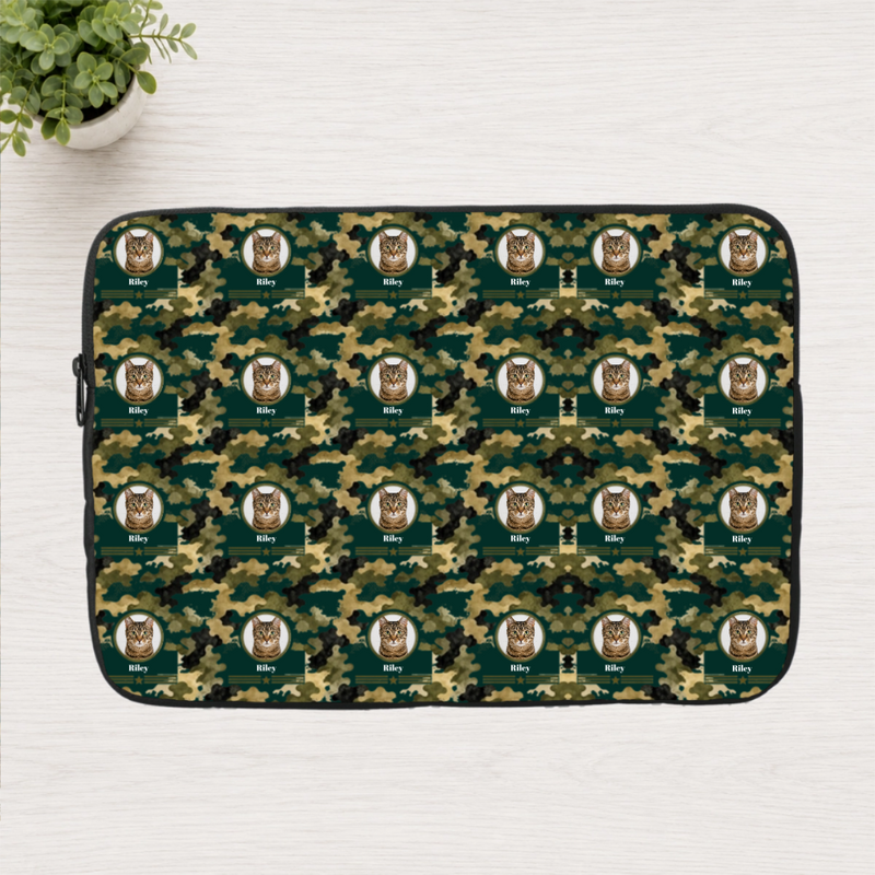 Heritage Camo Personalized Cat Laptop Sleeve