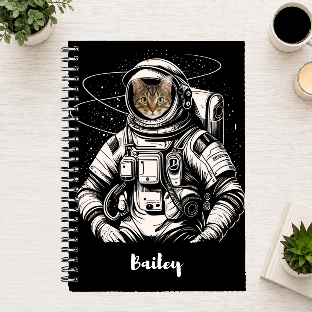 Out of This World Personalized Cat 6"x8" Spiral Bound Notebook