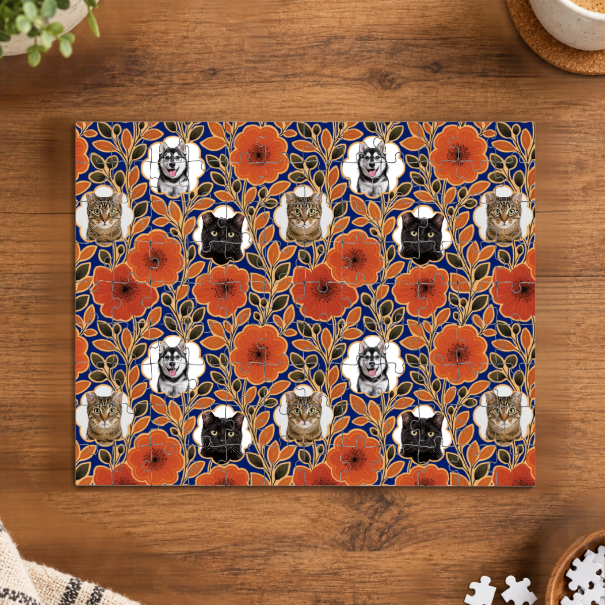 Amber Petal Radiance Personalized Cat Puzzle