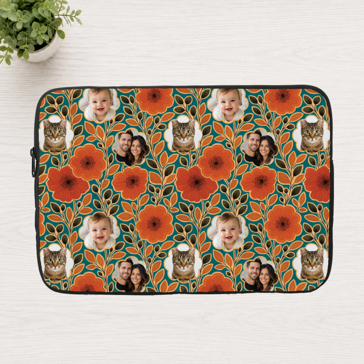 Amber Petal Radiance Personalized Couple Laptop Sleeve