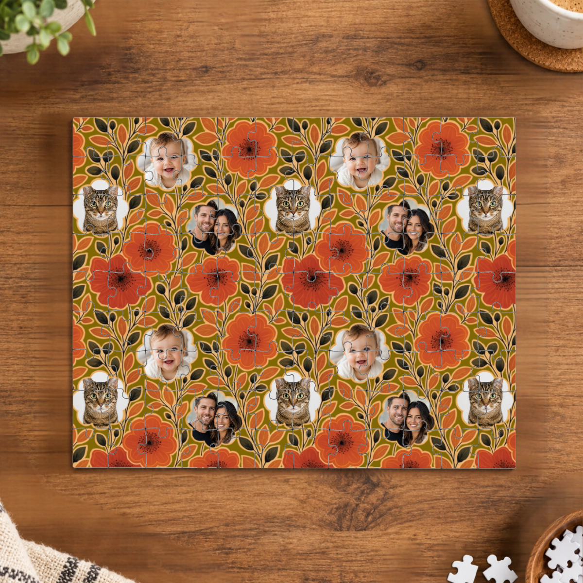 Amber Petal Radiance Personalized Couple Puzzle