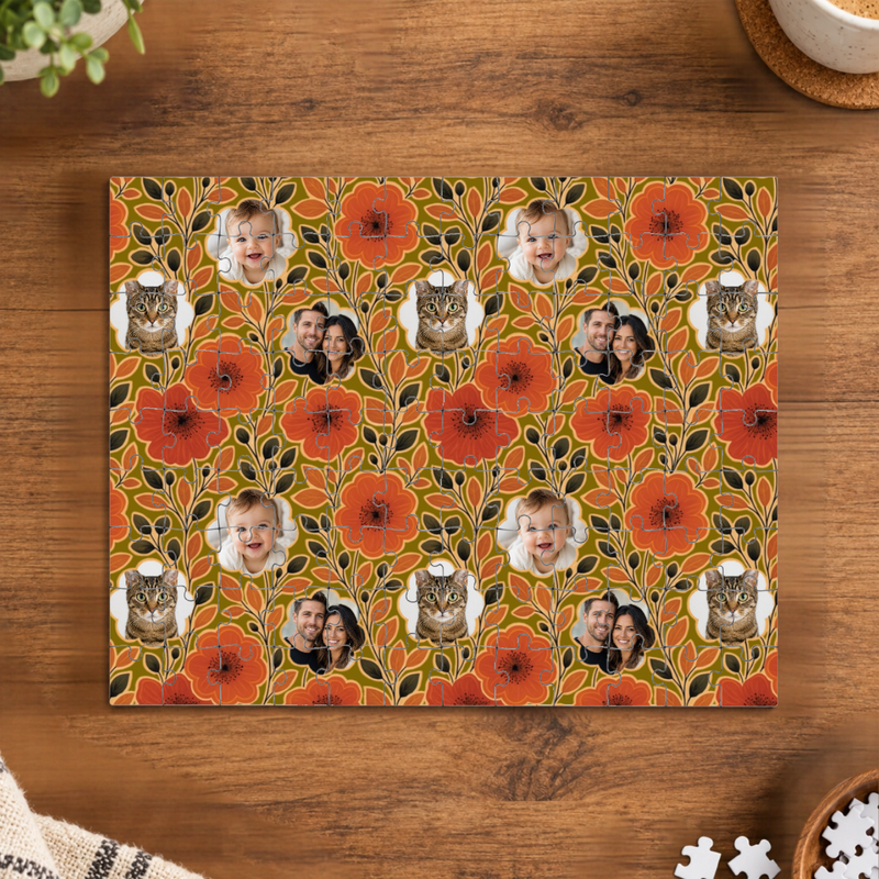 Amber Petal Radiance Personalized Couple Puzzle