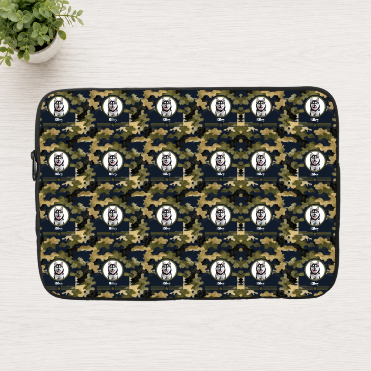 Heritage Camo Personalized Dog Laptop Sleeve