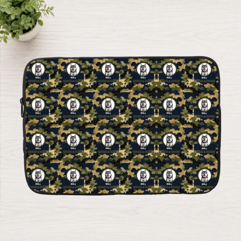Heritage Camo Personalized Dog Laptop Sleeve