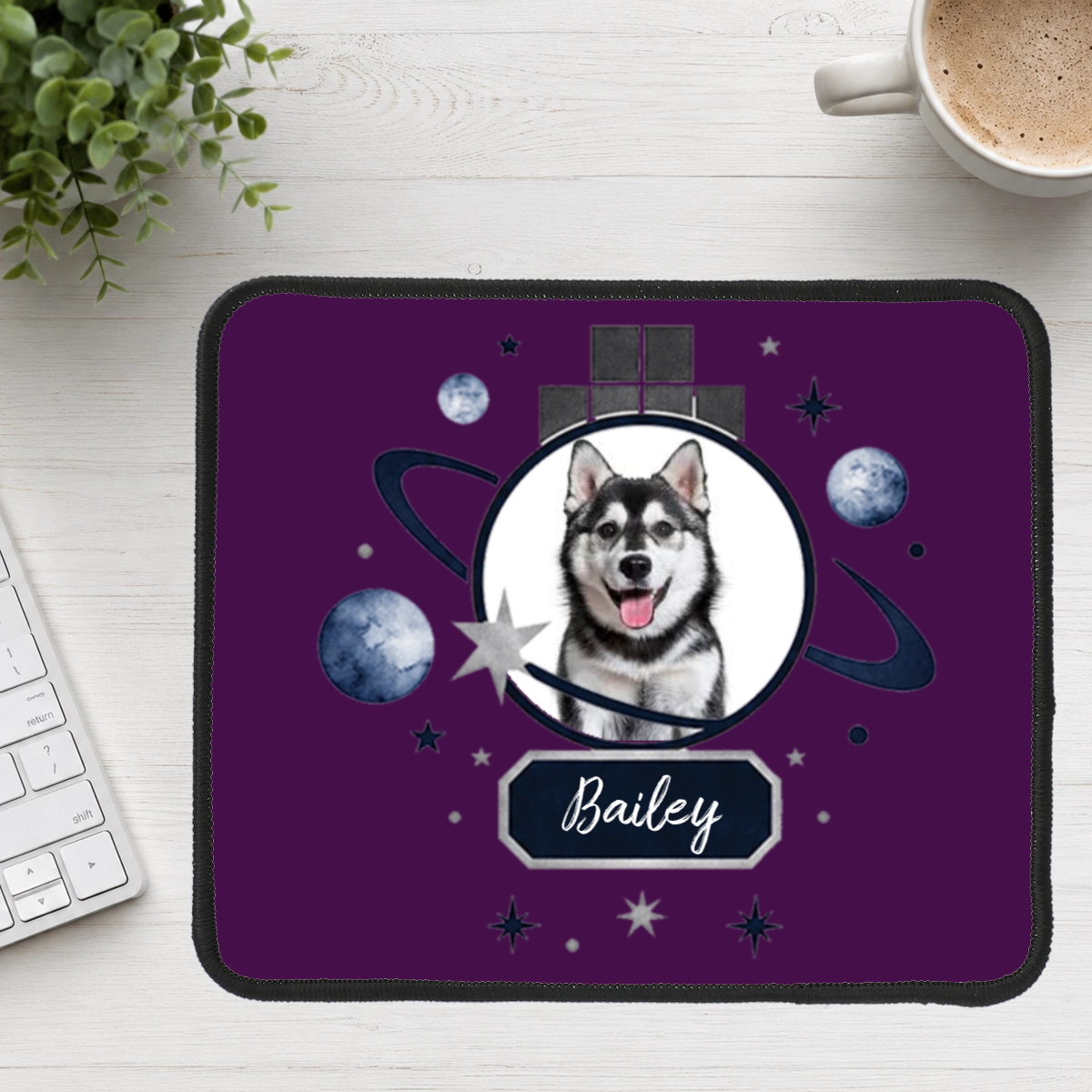 Celestial Grid & Orbit Personalized Dog Mouse Pad