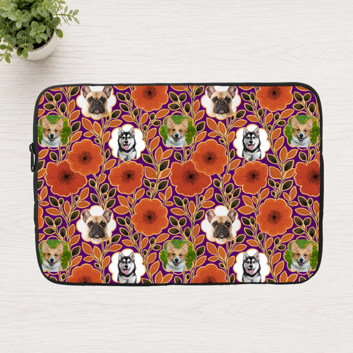Amber Petal Radiance Personalized Dog Laptop Sleeve