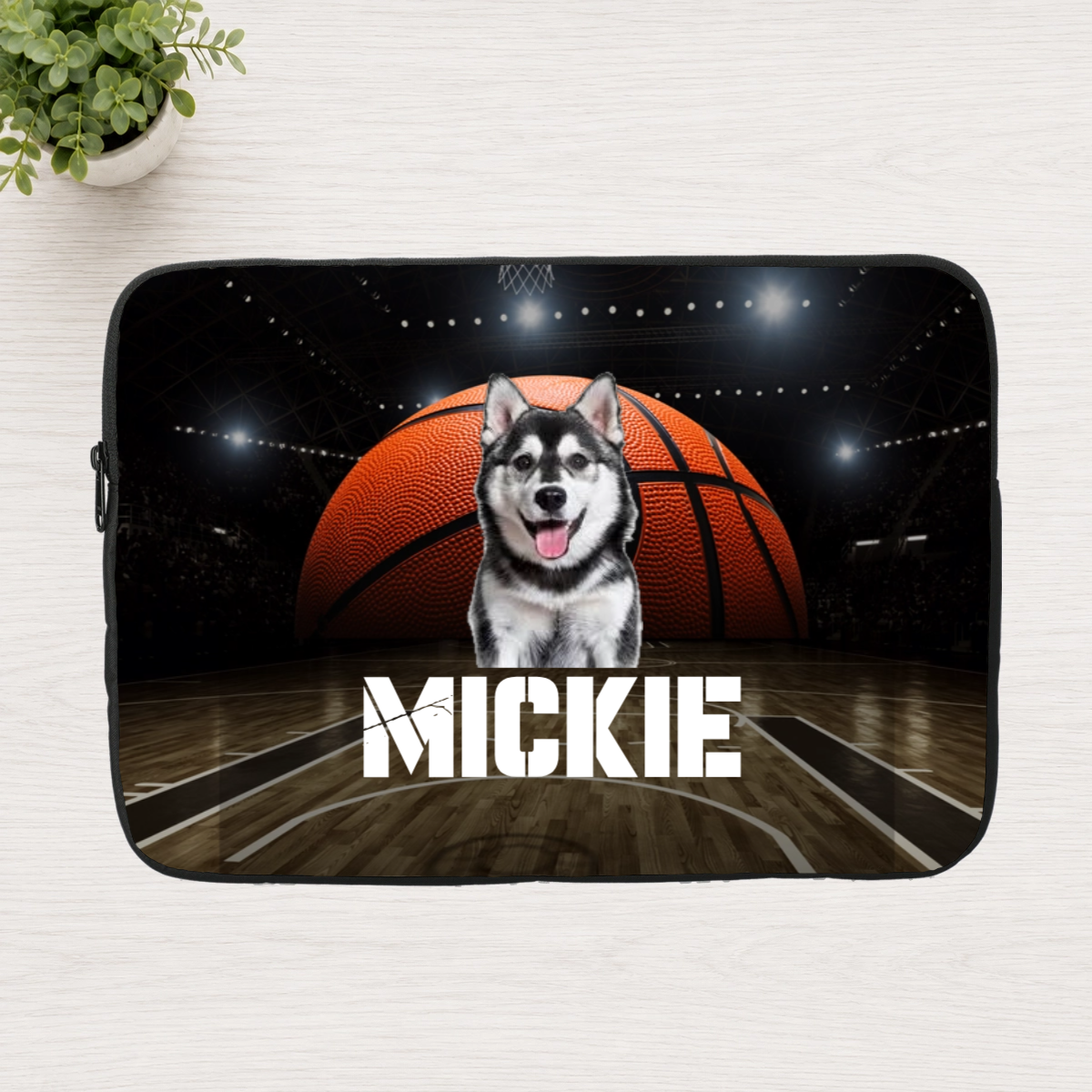 Center Court Personalized Dog Laptop Sleeve