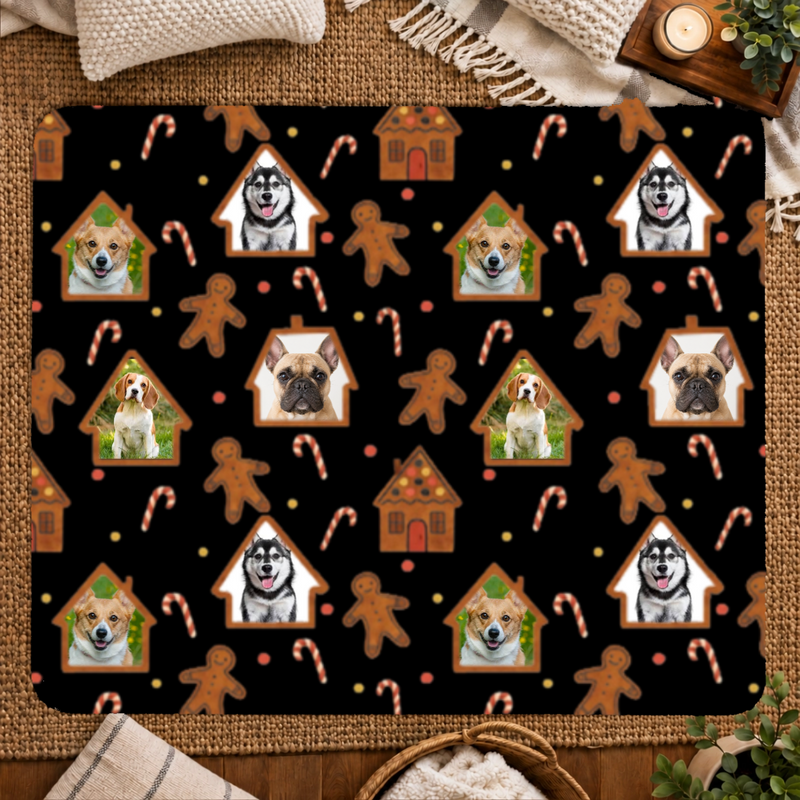 Gingerbread Lane Personalized Dog 50x60 Sherpa Blanket