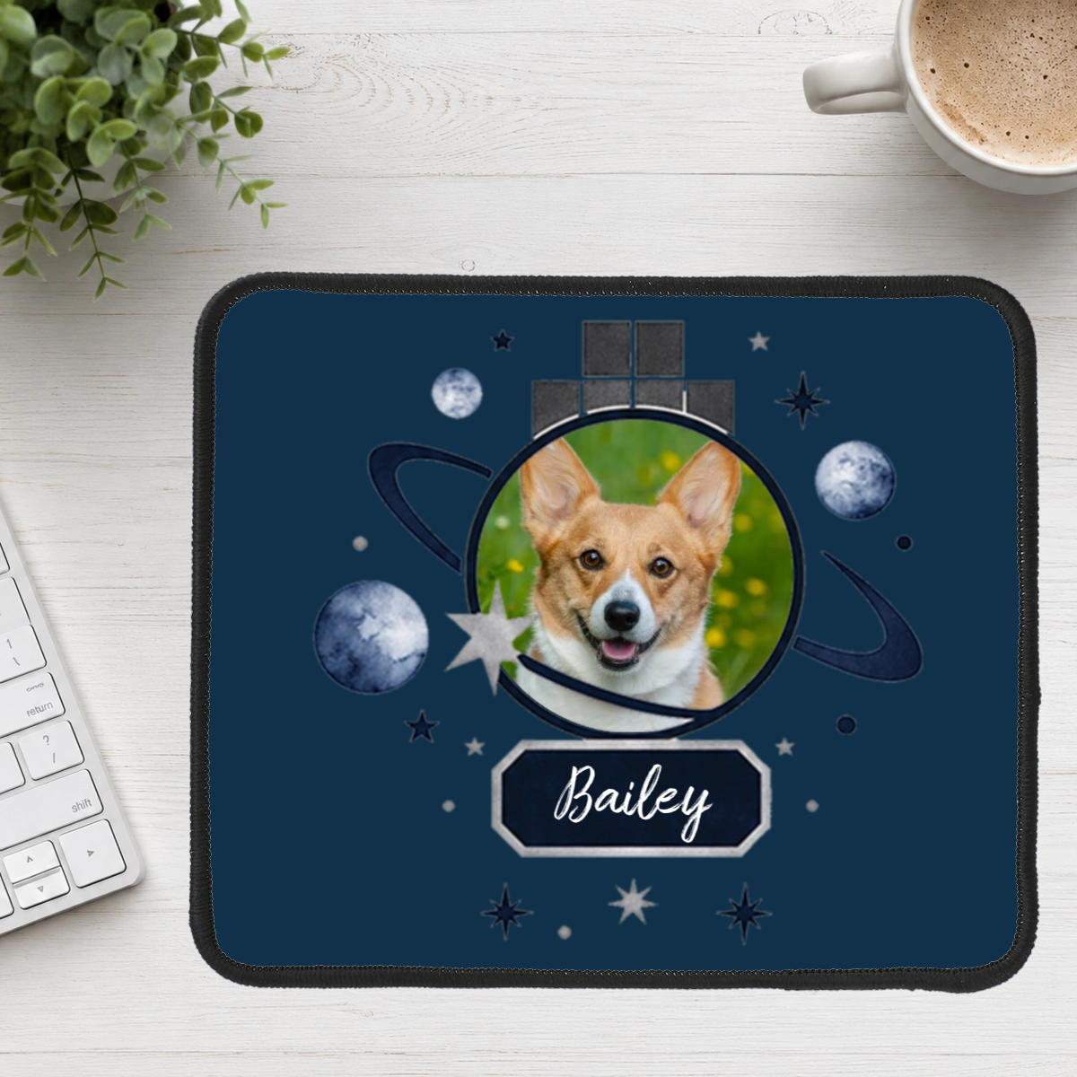 Celestial Grid & Orbit Personalized Dog Mouse Pad