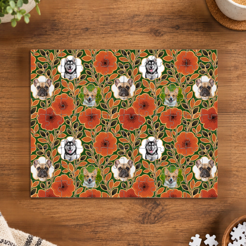 Amber Petal Radiance Personalized Dog Puzzle