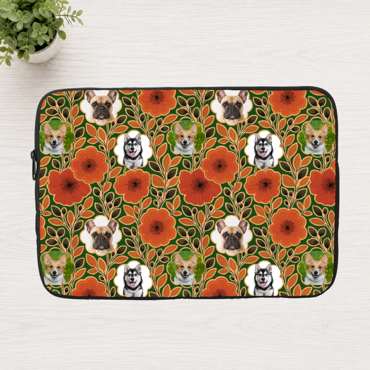 Amber Petal Radiance Personalized Dog Laptop Sleeve
