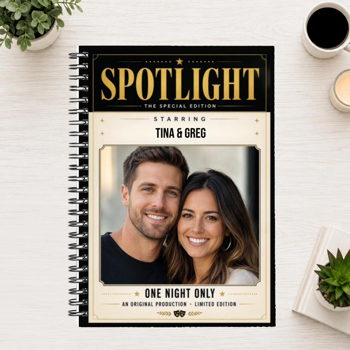 In the Spotlight Personalized Couple 6"x8" Spiral Bound Notebook