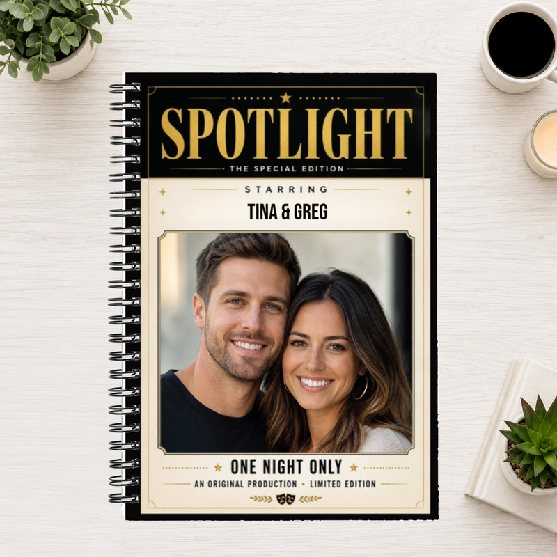 In the Spotlight Personalized Couple 6"x8" Spiral Bound Notebook