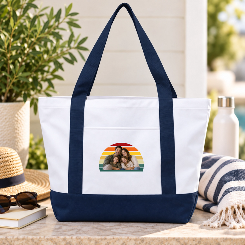 Happy Trails Personalized Couple Oversized Recycled Canvas Tote Bag