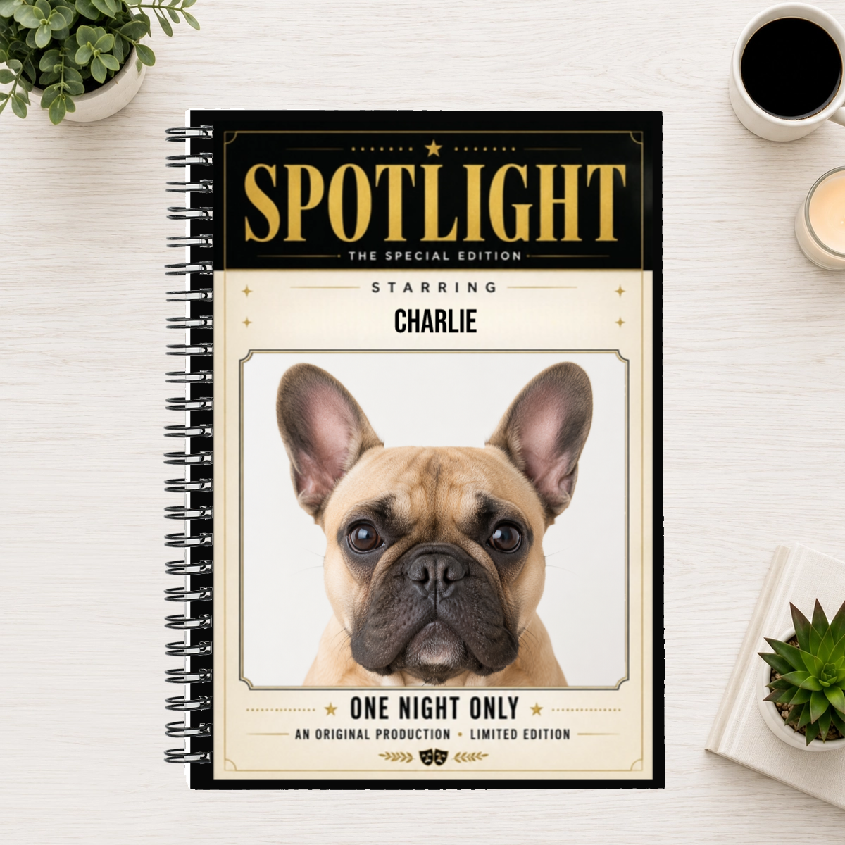 In the Spotlight Personalized Dog 6"x8" Spiral Bound Notebook