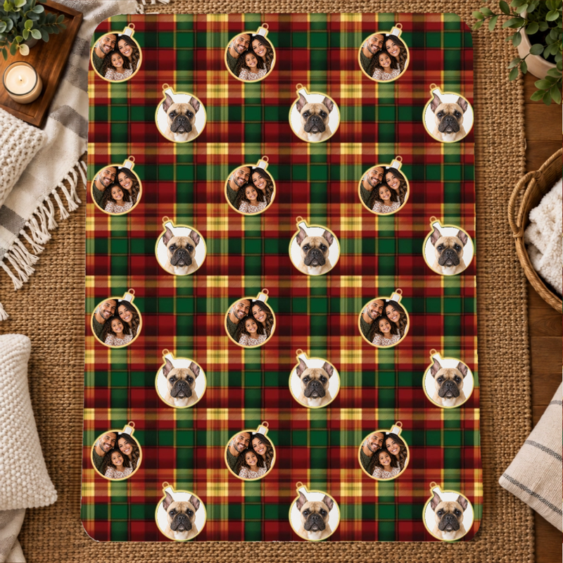 Candlelight Plaid Personalized Family 60x80 Sherpa Blanket