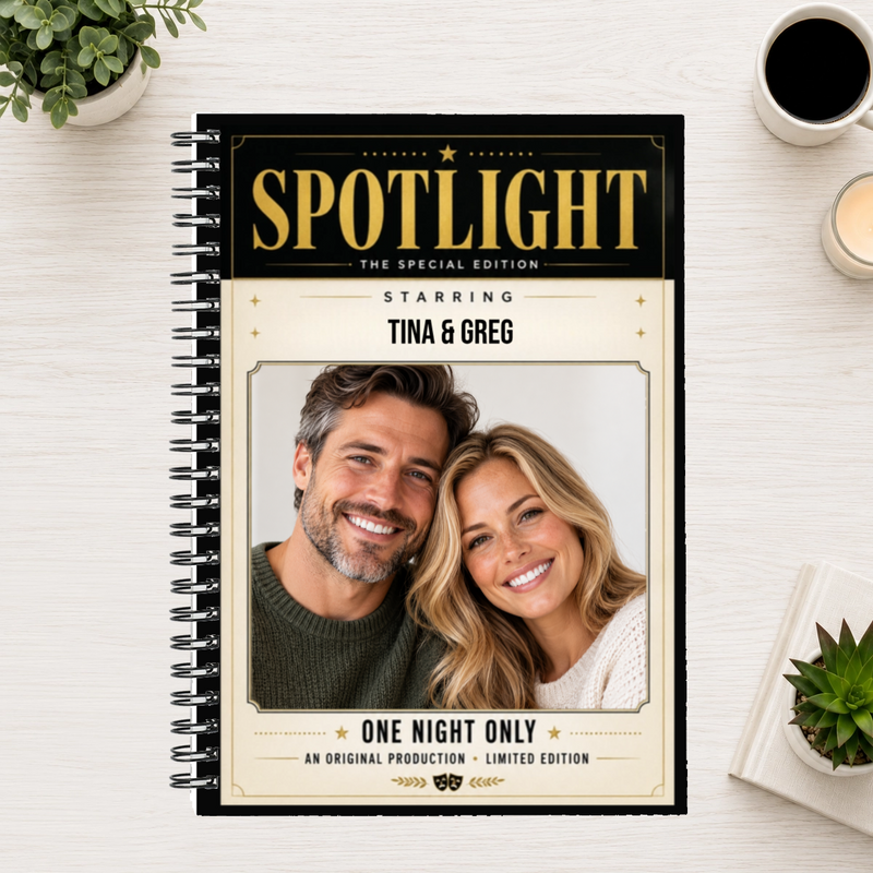 In the Spotlight Personalized Couple 6"x8" Spiral Bound Notebook