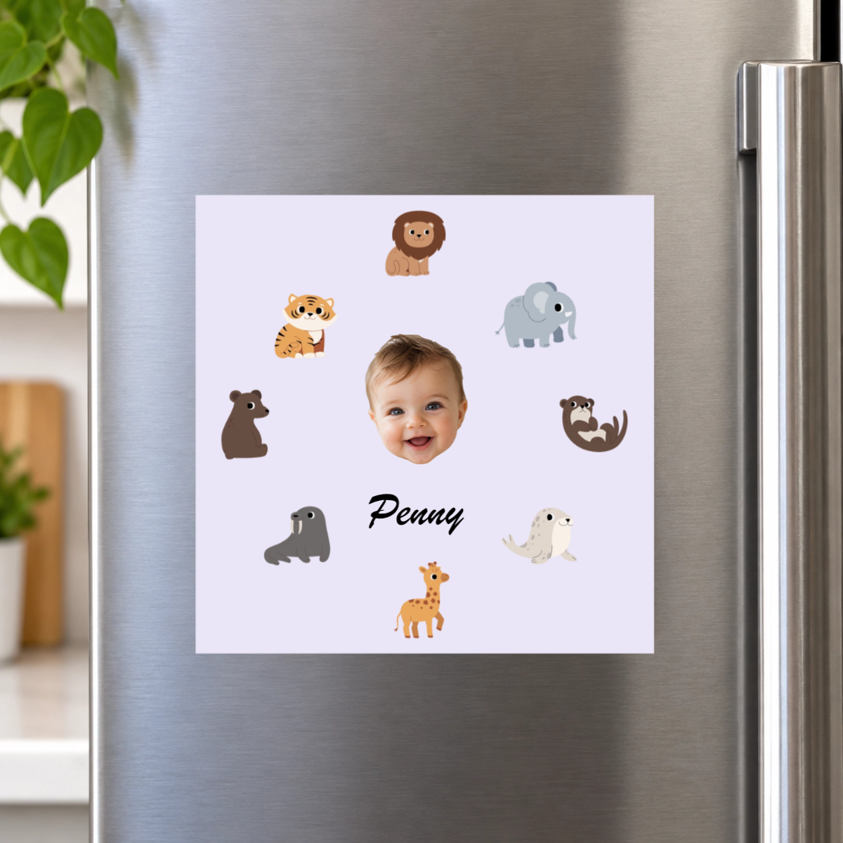 Little safari friends Personalized Kids Magnet 6"