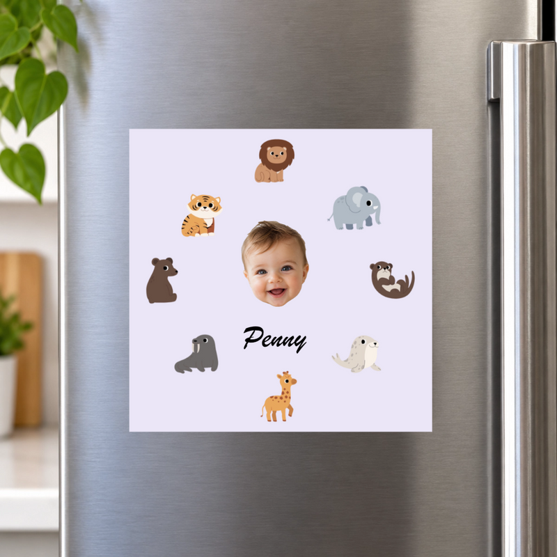 Little safari friends Personalized Kids Magnet 6"