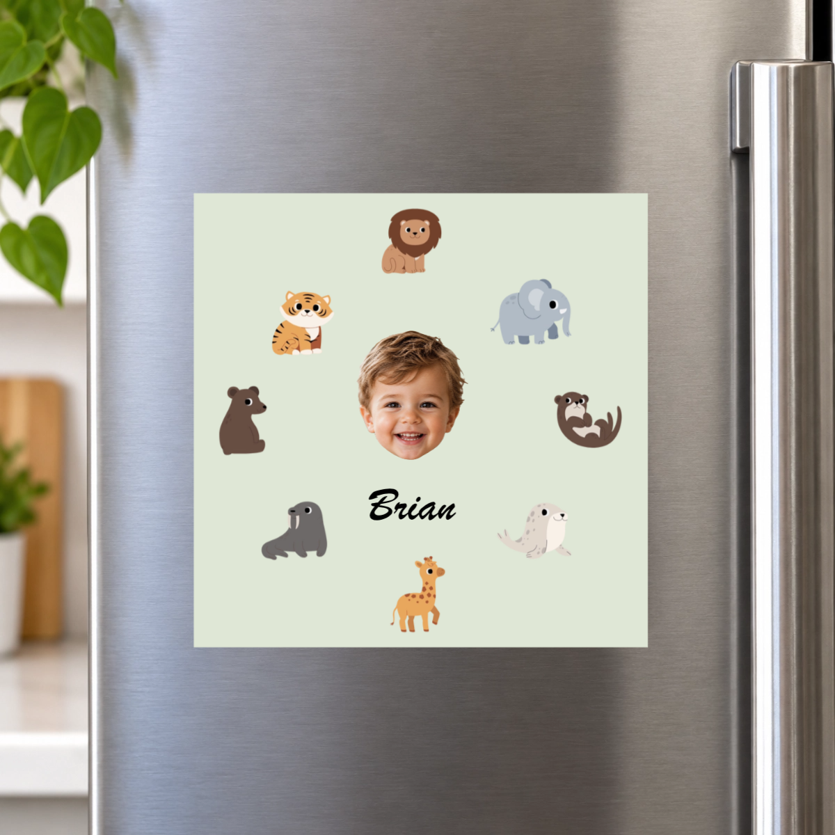 Little safari friends Personalized Kids Magnet 6"