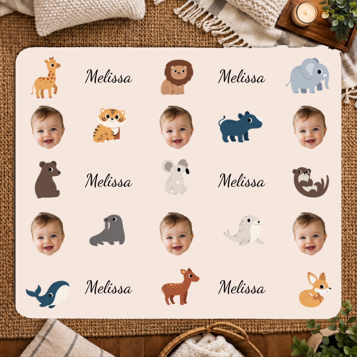 Little safari friends Personalized Kids 50x60 Sherpa Blanket