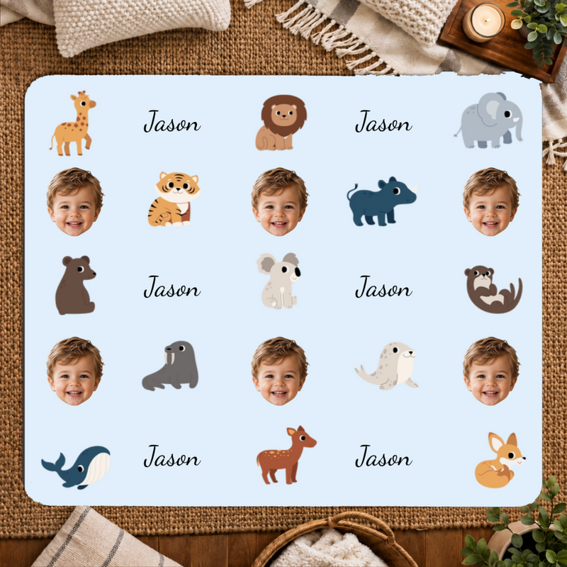 Little safari friends Personalized Kids 50x60 Sherpa Blanket