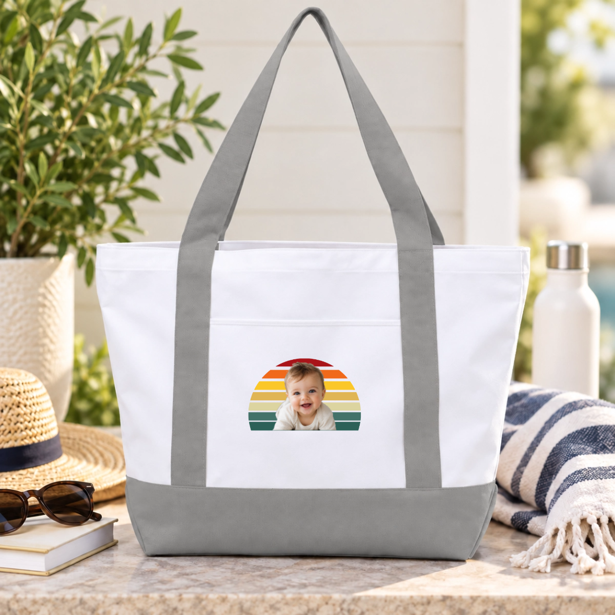 Happy Trails Personalized Kids Oversized Recycled Canvas Tote Bag