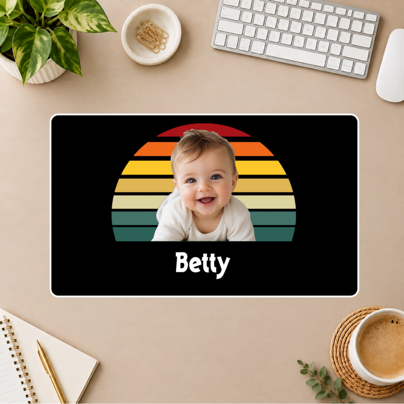 Happy Trails Personalized Kids White Stitched Desk Mat