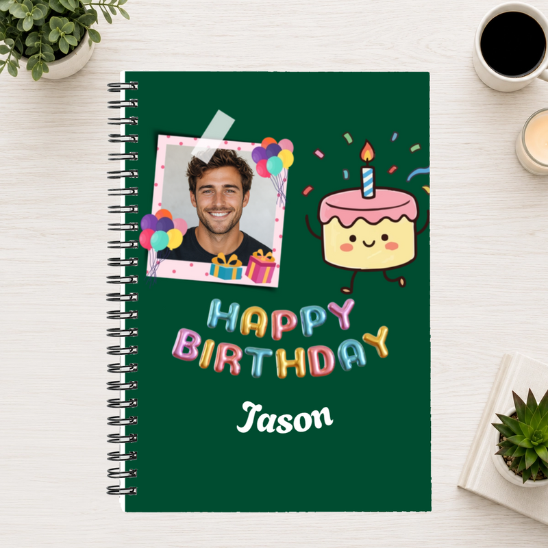 Birthday Wishes Personalized 6"x8" Spiral Bound Notebook