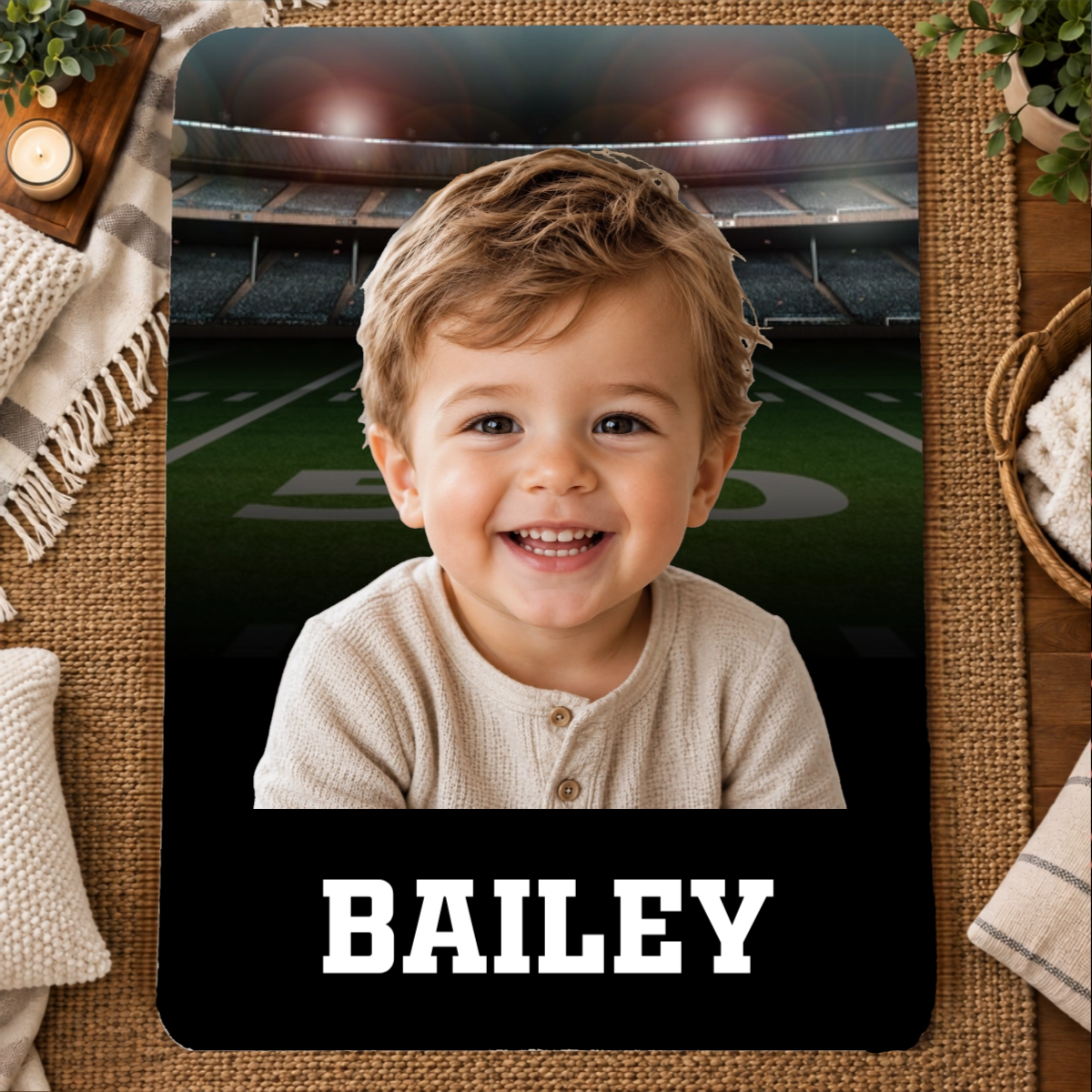 Friday Night Lights Personalized Kid 60x80 Sherpa Blanket