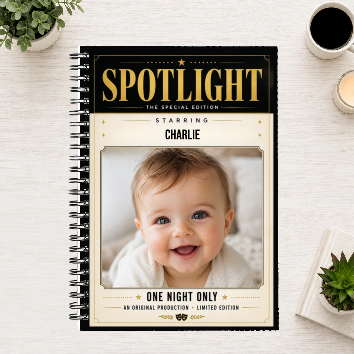 In the Spotlight Personalized Kids 6"x8" Spiral Bound Notebook