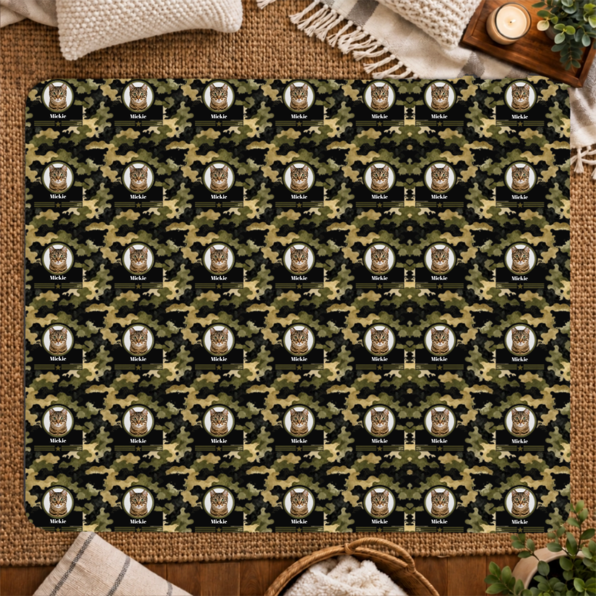 Heritage Camo Personalized Cat 50x60 Sherpa Blanket