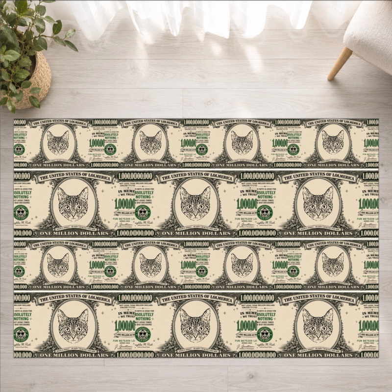 Worth A Million Bucks Personalized Cat Washable Rug