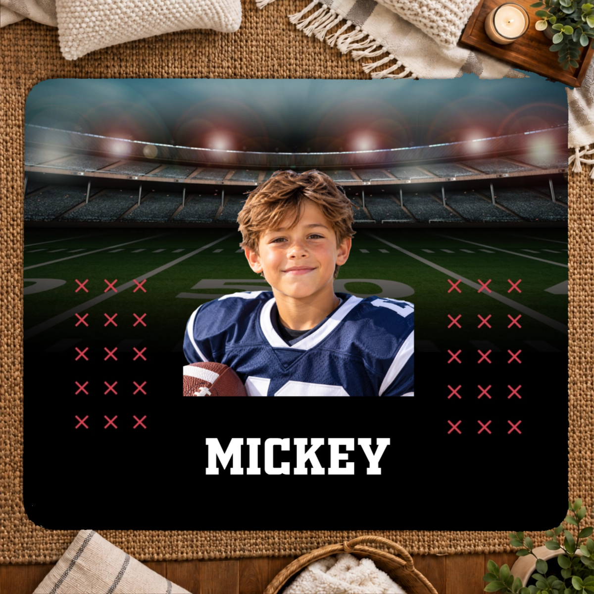 Friday Night Lights Personalized Kid 50x60 Sherpa Blanket