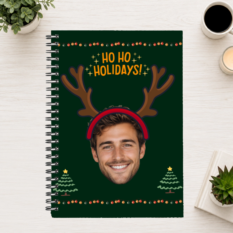 Ho Ho Holidays Personalized 6"x8" Spiral Bound Notebook