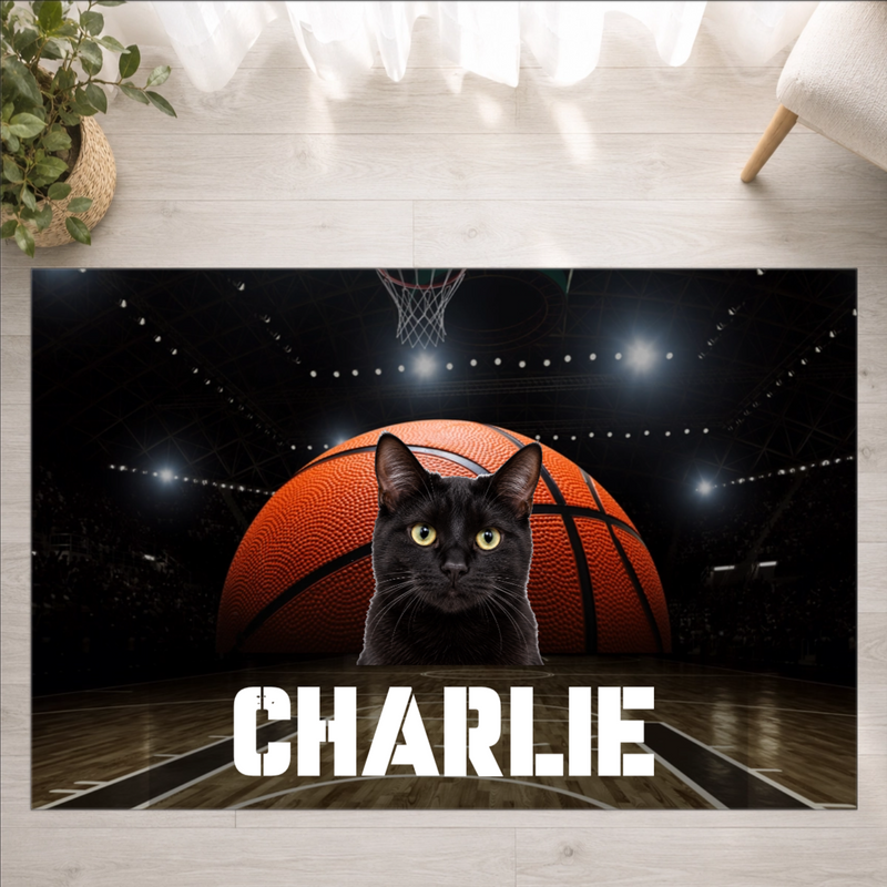 Center Court Personalized Cat Washable Rug