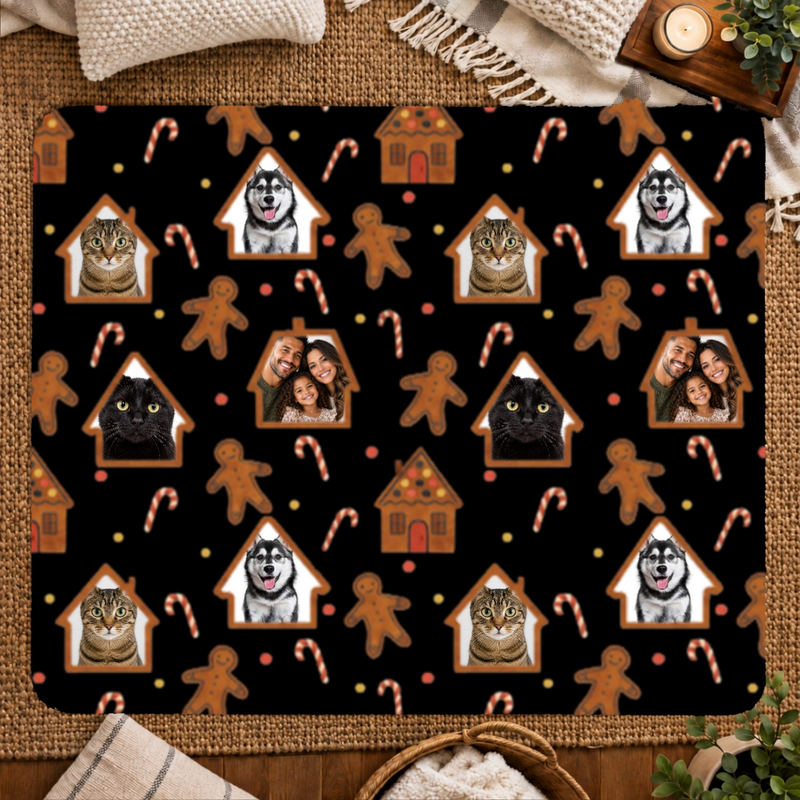 Gingerbread Lane Personalized Family 50x60 Sherpa Blanket